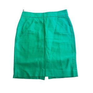 J. Crew The Pencil Skirt in Kelly Green Sz 8 w/ Pockets EUC Office Preppy Skirt